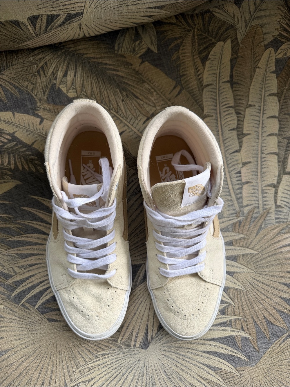 Vans High-Top Sneakers in Cream and Tan - Picture 5 of 11